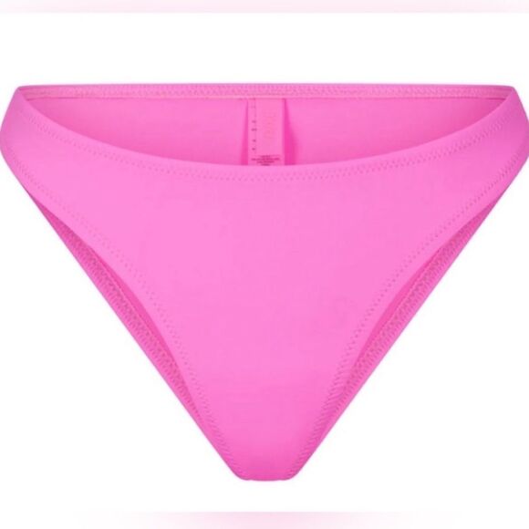 SKIMS NWT Recycled Swim Mid Coverage Bottom Bikini Swim In Pink Taffy - Picture 6 of 7